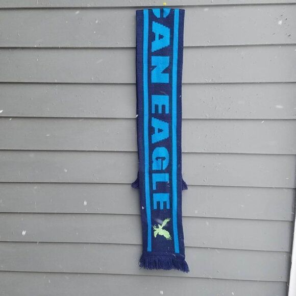 American Eagle Blue Black Knit Scarf 72" x 6 1/2" - Picture 6 of 6